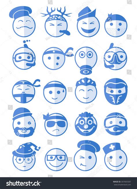 20 Icons Set Profession Smilies With Different Royalty Free Stock