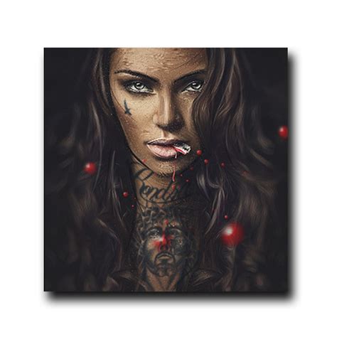 Buy Gangster Sexy Girl Tattoo Canvas Art At Best Prices