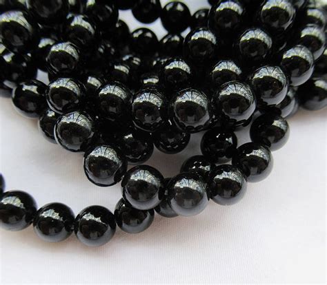 Polished Black Onyx Beads 6mm Round Smooth Bead Gemstone Etsy