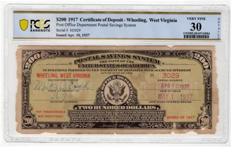 Series 1917 200 Wheeling West Virginia Postal Savings System