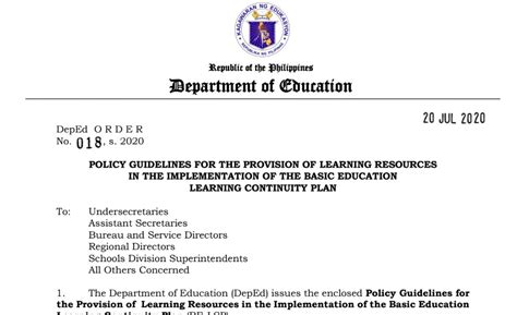 Guidelines In The Printing And Delivery Of Self Learning Modules Slms