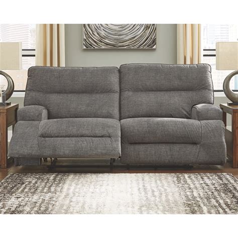 Signature Design By Ashley Coombs 2 Seat Reclining Sofa In Charcoal