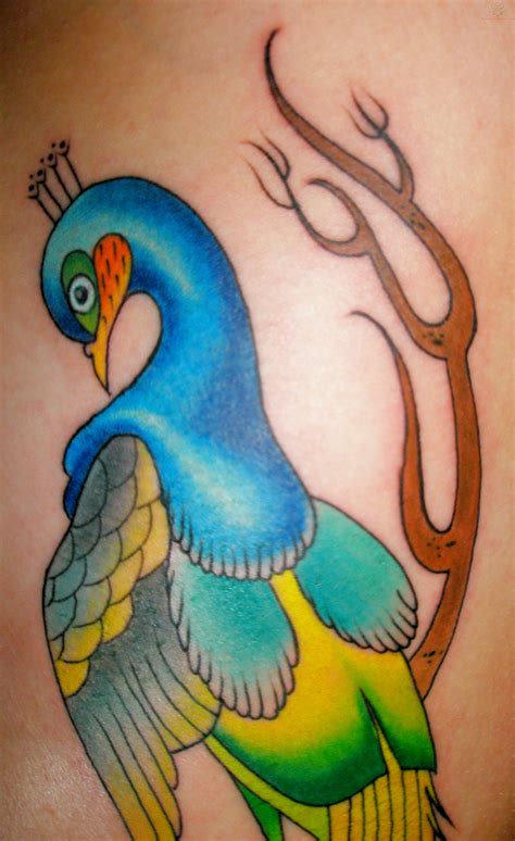 Colorful Beautiful Peacock Tattoo
