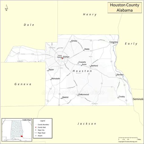 Map Of Houston County Alabama Where Is Located Cities Population