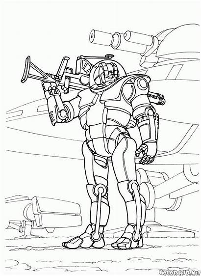 Coloring Pages Futuristic Space Wars Robot Ship