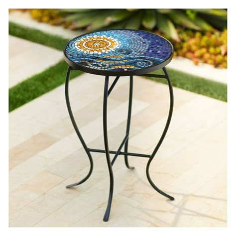 Teal Island Designs Modern Black Round Outdoor Accent Side Table 14