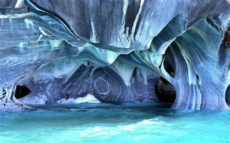 Download Wallpapers Rock Coast The Ocean Chile Marble Caves
