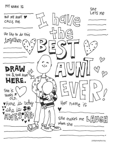 I Love My Aunt Coloring Pages Printable