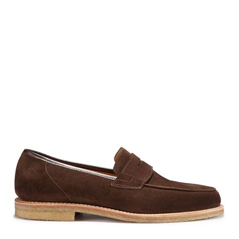Brown Suede Penny Loafers With Crepe Sole Hugs And Co