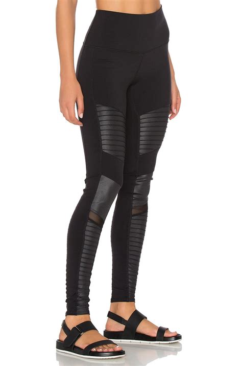 Alo Yoga Synthetic High Waisted Moto Legging In Black Lyst