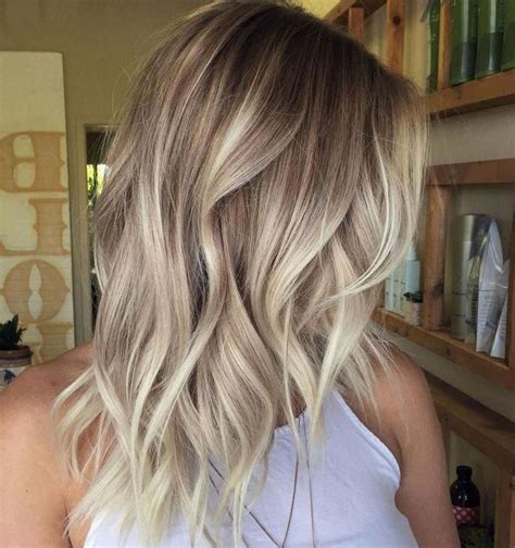 Cool Ash Blonde Balayage Shades Silver Shoulder Length Straight Beige