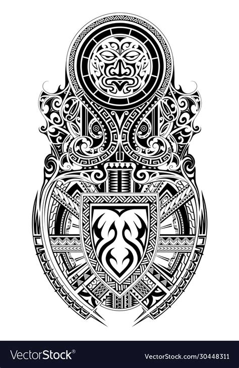 Tribal Art Shoulder And Sleeve Tattoo Design Vector Image
