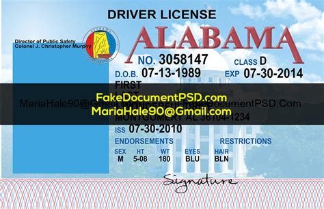 Alabama Drivers License Template Psd 2024
