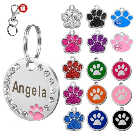 Bone paw personalised dog tag engraved cat pet name id tag for dog collar puppy. Custom Dog Tag Engraved Pet Dog Collar Accessories ...