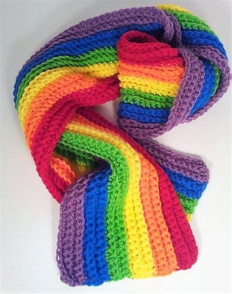 Rainbow Scarf Adult Extra Long Colorful Handmade By Boxelderbrand
