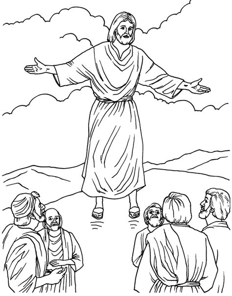 Jesus ascended into heaven 40 days after easter (10 days before pentecost). Ascension coloring page | Art drawing images, Coloring ...