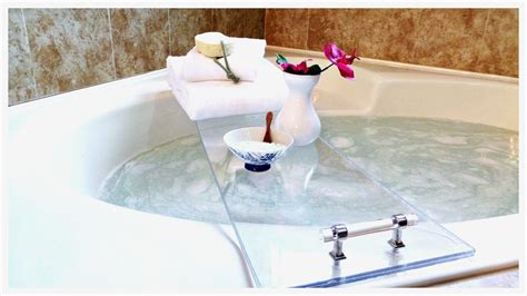 They rest securely over the edges of your tub and can hold everything you could need, like worthyeah bathtub caddy tray, bamboo adjustable organizer tray for bathroom with free soap, large bathtub table holds book, wine. DIY Acrylic Bathtub Tray + DIY Coconut & Honey Milk Bath ...