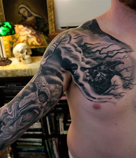 tattoo ©2016 kore flatmo plurabella viking raven black and gray arm tattoo tattoo idea