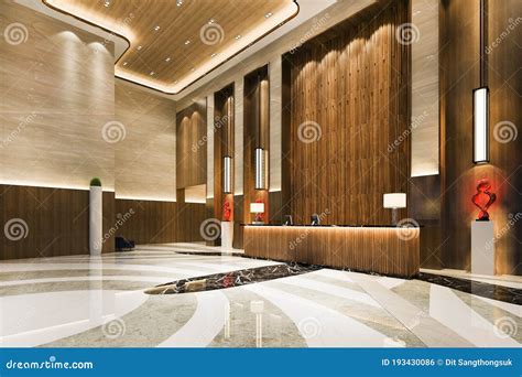 3d Rendering Grand Luxury Hotel Reception Hall And Lounge Restaurant
