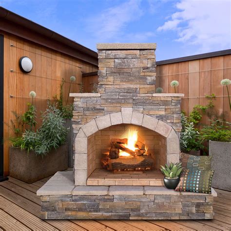 Cal Flame Natural Stone 78 In Outdoor Fireplace