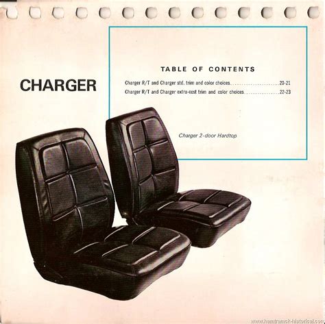 The 1970 Hamtramck Registry 1969 Dodge Color And Trim Book Charger