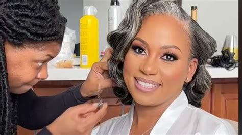 this bride is going viral for embracing her stunning gray hair on her wedding day glamour