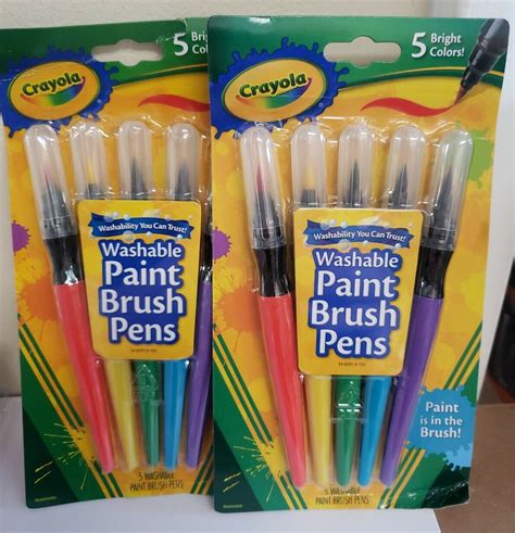Crayola No Drip Washable Paint Brush Pens Assorted Colors 5 Each Lot