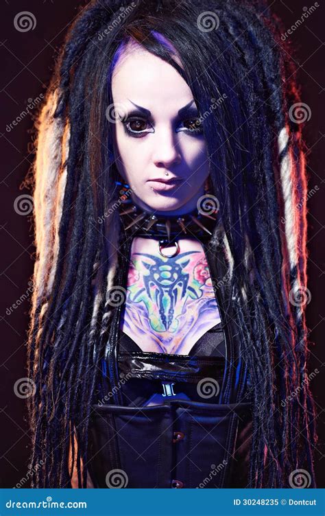 Demon Girl With Spikes On The Face And Body Royalty Free Stock Image