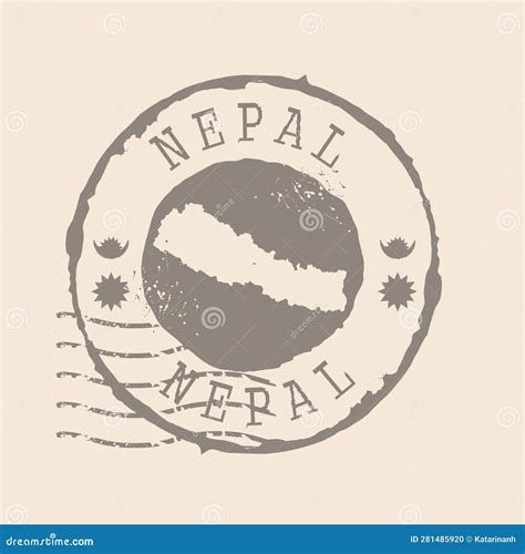 Stamp Postal Of Nepal Map Silhouette Rubber Seal Design Retro Travel Stock Vector
