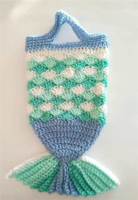 Childs Teal Mermaid Bag Mermaid Tail Purse Beach Bag Etsy Crochet