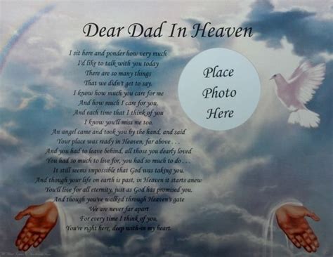 Dear Dad In Heaven Poem Memorial T For Loss Of A Loved One