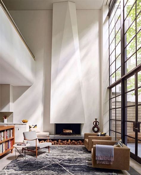 Fireplace Loft Industrial Window Wall Architectural Interior
