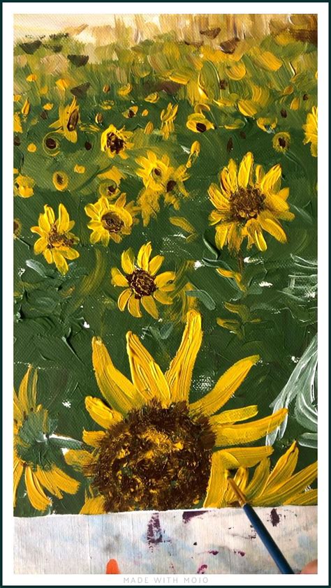 Acrylic Painting Sunflower Field Sunflower