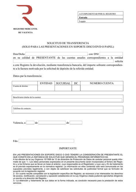 Check spelling or type a new query. SOLICITUD DE TRANSFERENCIA - Registro Mercantil de Valencia