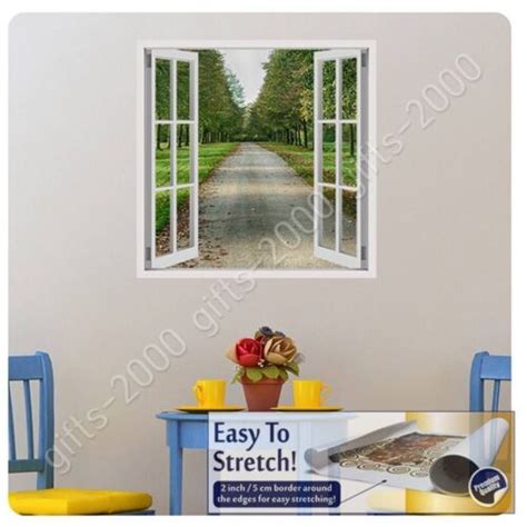 Scenic Road Path By Fake 3d Window Canvas Rolled Wall Art Picture