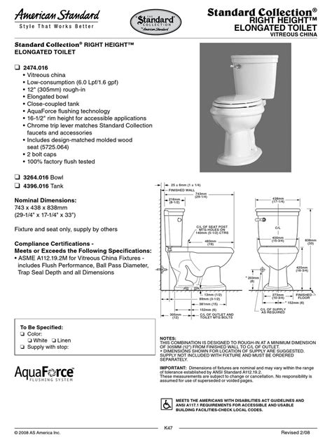 American Standard Standard Collection Elongated Toilet 3264016