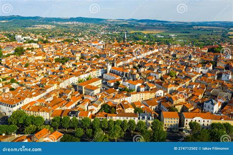 Aerial View Of Residential Area Of Riom Town Auvergne France Stock