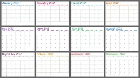 Monthly Calendar No Dates