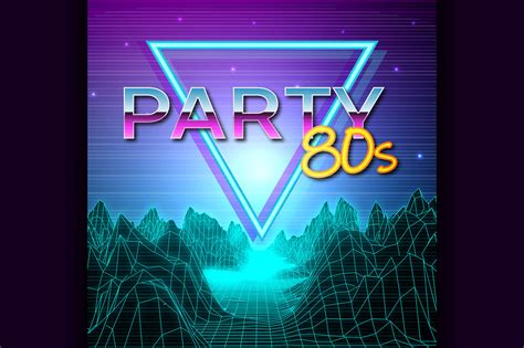 Futuristic Background 80s Style Party Flyer By Netkoff