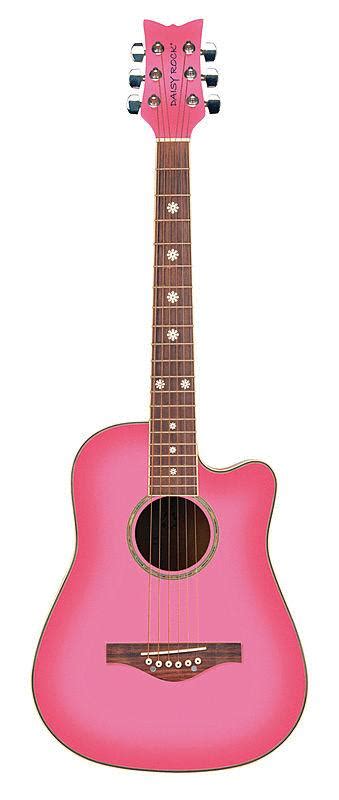 Daisy Rock Girl Guitars Wildwood Acoustic Guitar Pink Burst Left