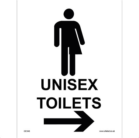 Ge346 Unisex Toilets Right Arrow Sign Washroom Loo Restroom Gender Male Female 450mm X 600mm