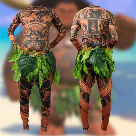Movie Moana Maui Cosplay Kostuum Volledige Sets Halloween Party Mannen Fancy Bodysuit Panty