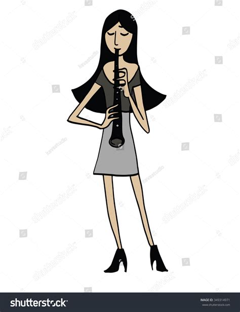 Cartoon Clarinetist Musician Playing Clarinet Clipart Image