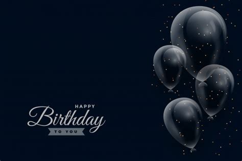 Happy Birthday Dark Background With Glossy Balloons Free Vector Cariblens
