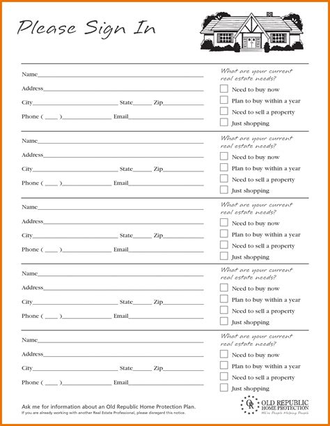 Free Open House Printable Sign In Sheet Yahoo Image Search Results