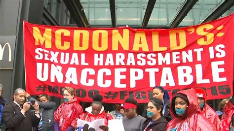 mcdonald s employees protest sexual harassment and low minimum wage ahead of shareholders
