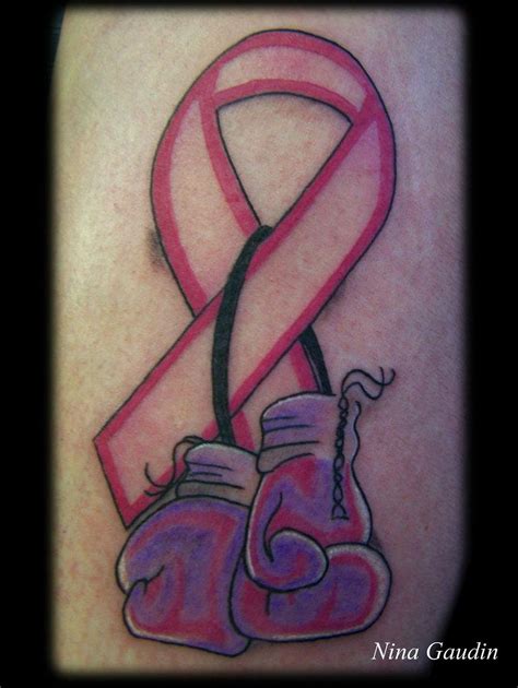 Meaningful Ignorance National Cancer Ribbon With Boxing Gloves