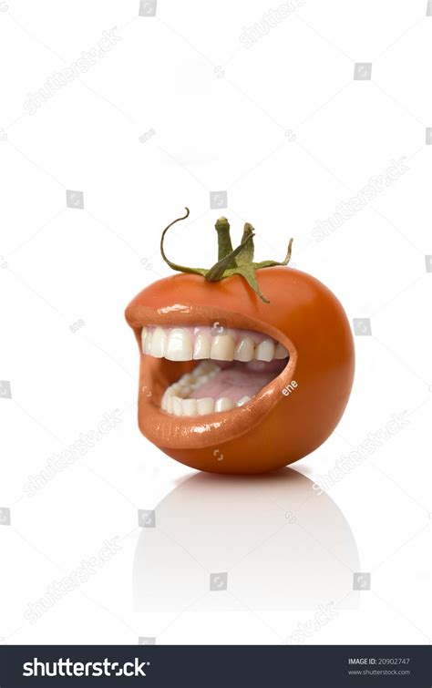Smiling Tomato Over White Background Stock Photo 20902747 Shutterstock