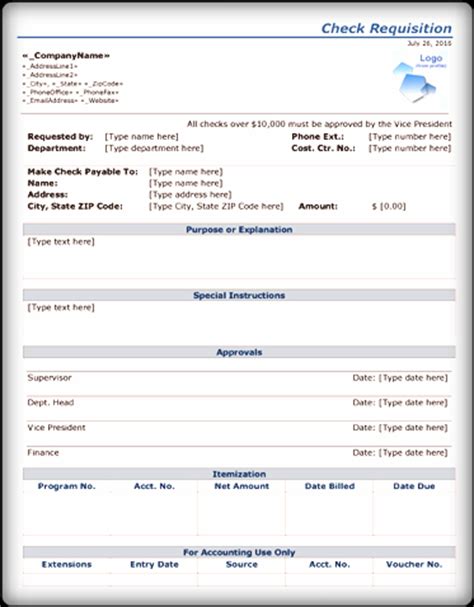 cheque requisition format   form format