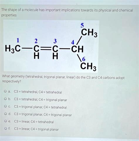 SOLVED The Shape Of A Molecule Has Important Implications Towards Its